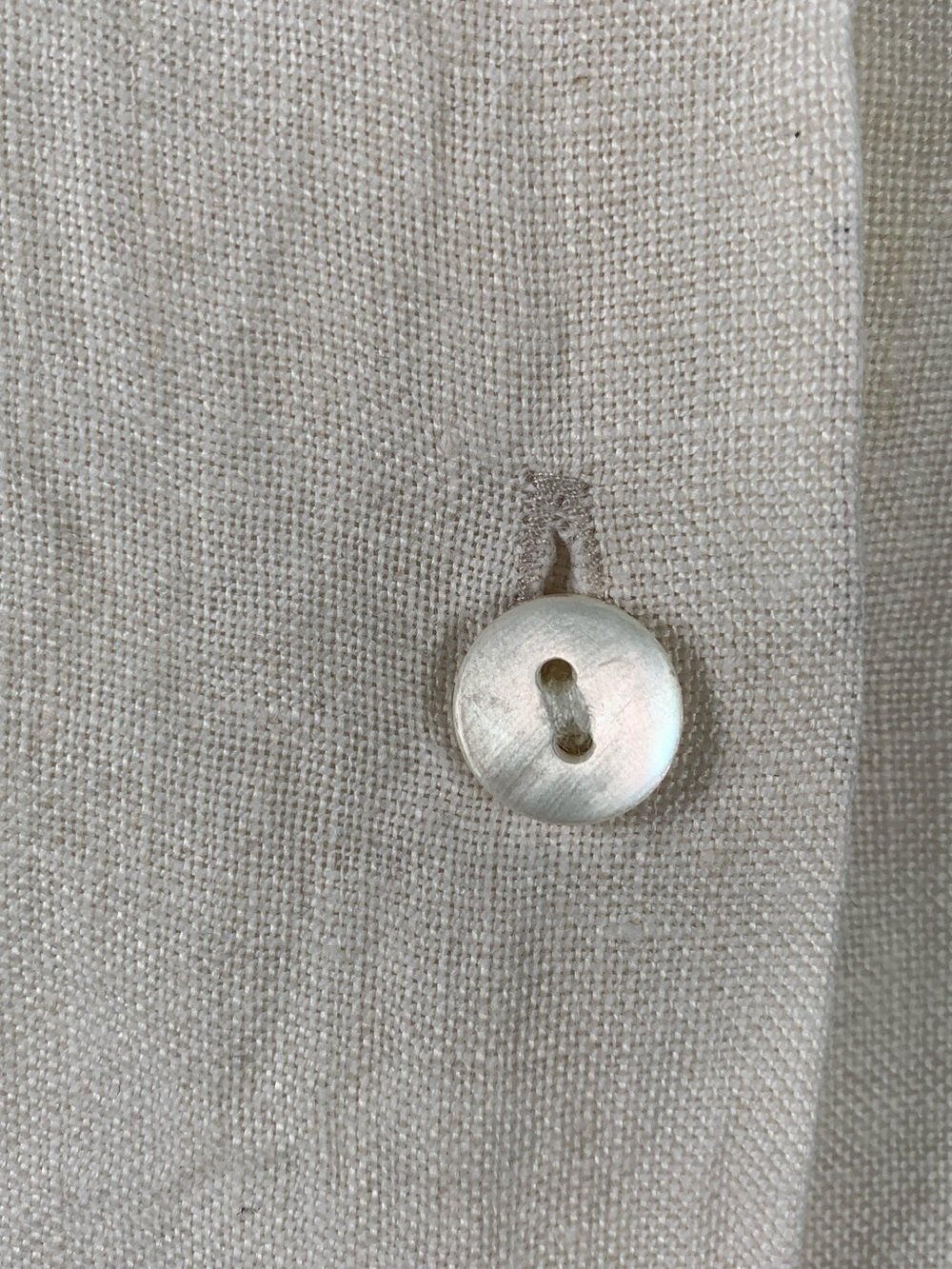 Talbots 100% Irish Linen Open Stitch Camp Shirt Vanilla Cream Boxy Size 8 - Picture 5 of 5